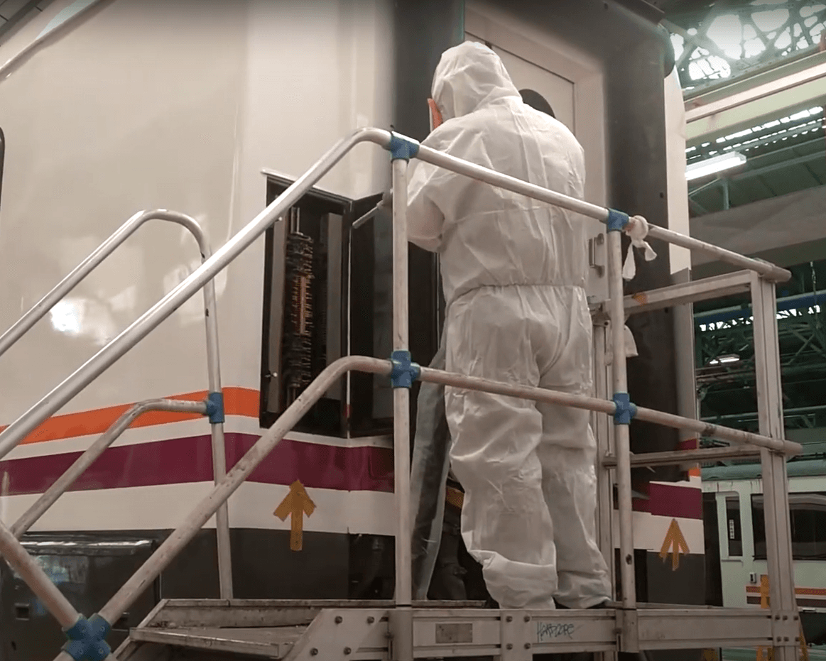 HVAC coil and blower housing cleaned dry